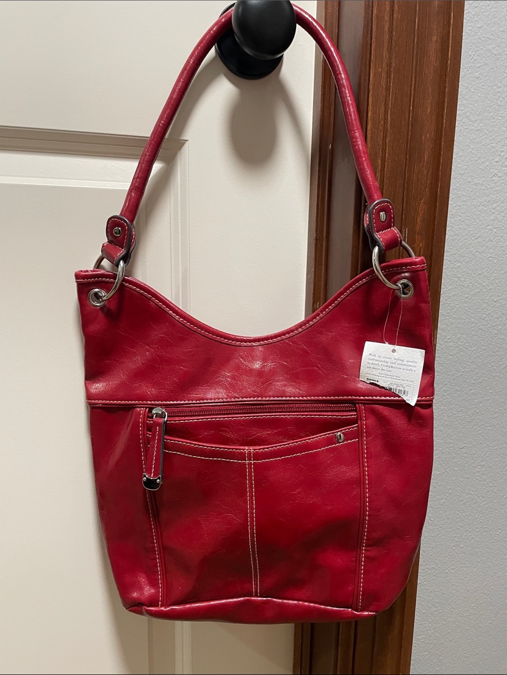 croft & barrow Red Shoulder Bag with Front & Back Zip Pockets